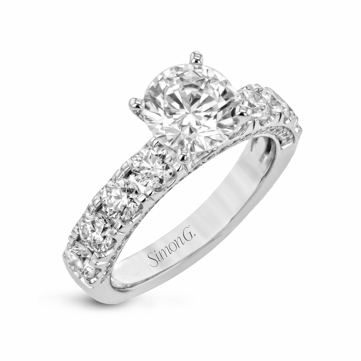 ゴールドダイヤモンドリング 7g Round-Cut Engagement Ring In 18k Gold With Diamonds – Simon G. Jewelry