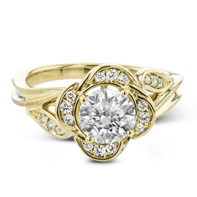 Round - cut Engagement Ring in 18k Gold with Diamonds - Simon G. Jewelry