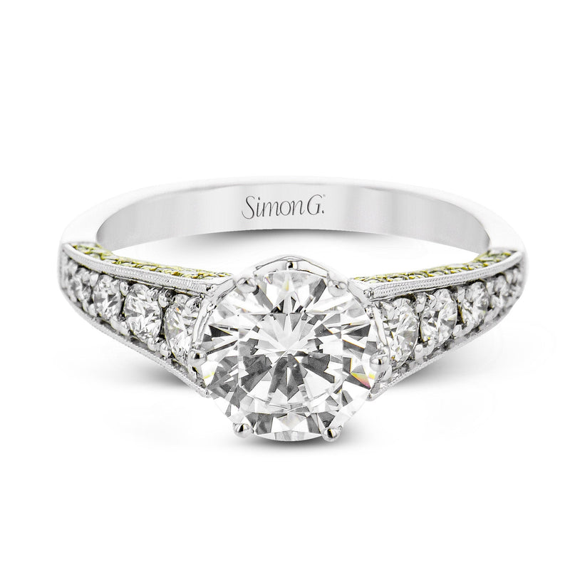 Round - Cut Engagement Ring In 18k Gold With Diamonds - Simon G. Jewelry