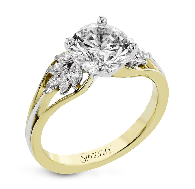 Round - cut Engagement Ring in 18k Gold with Diamonds - Simon G. Jewelry