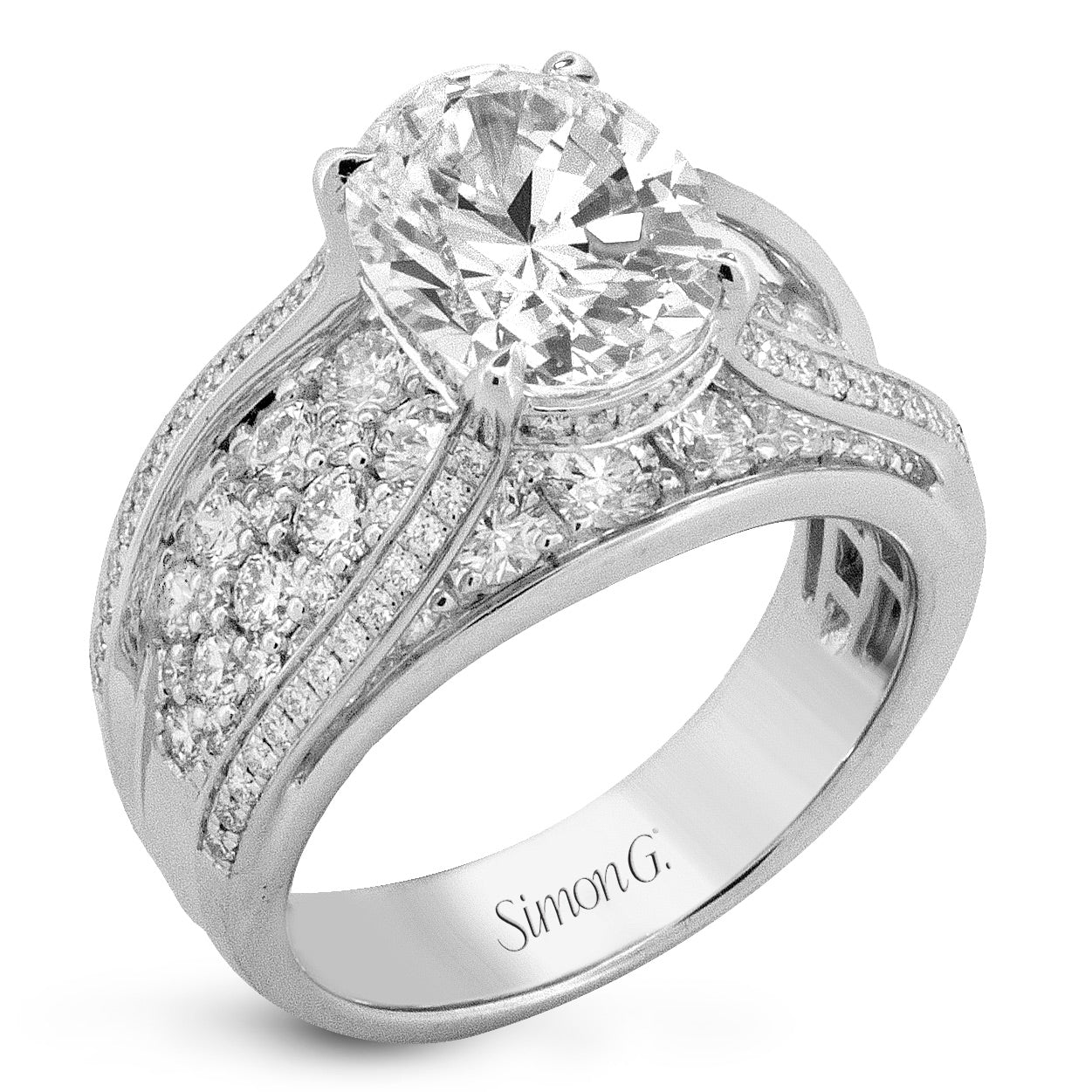 Oval-Cut Engagement Ring In 18k Gold With Diamonds – Simon G. Jewelry