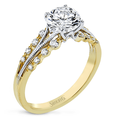 Round - cut Engagement Ring in 18k Gold with Diamonds - Simon G. Jewelry