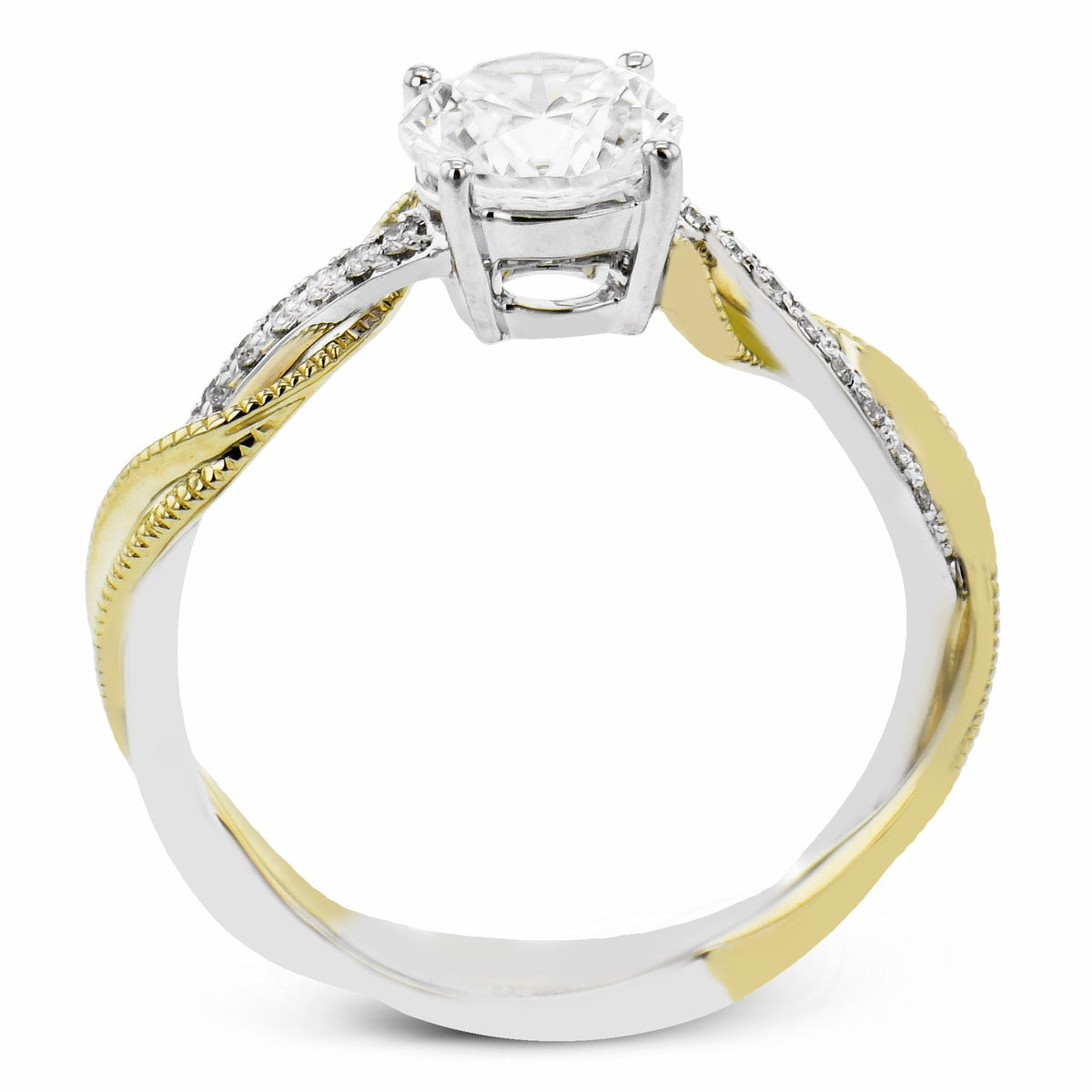 Round-Cut Engagement Ring in 18K Gold with Diamonds