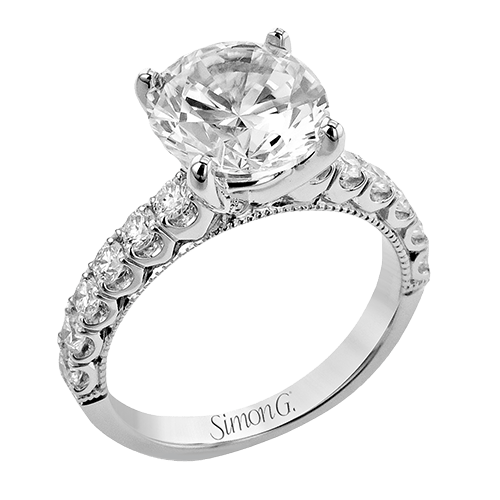 Round - cut Engagement Ring in 18k Gold with Diamonds - Simon G. Jewelry