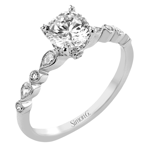 Round - Cut Engagement Ring In 18k Gold With Diamonds - Simon G. Jewelry