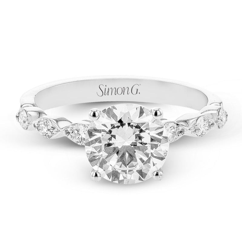 Round - cut Engagement Ring in 18k Gold with Diamonds - Simon G. Jewelry