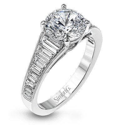 Round - Cut Engagement Ring In 18k Gold With Diamonds - Simon G. Jewelry