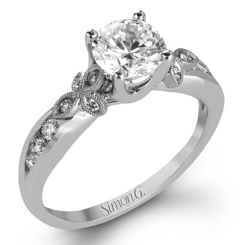 Round - Cut Engagement Ring In 18k Gold With Diamonds - Simon G. Jewelry