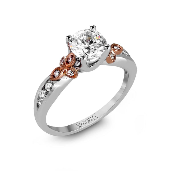 Round - Cut Engagement Ring In 18k Gold With Diamonds - Simon G. Jewelry