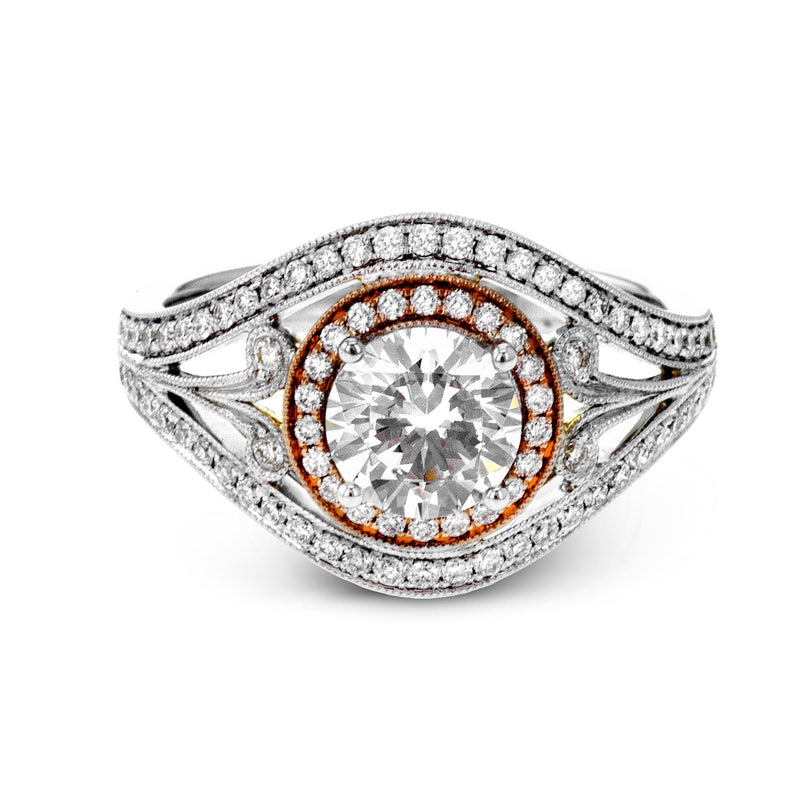 Round - cut Engagement Ring in 18k Gold with Diamonds - Simon G. Jewelry