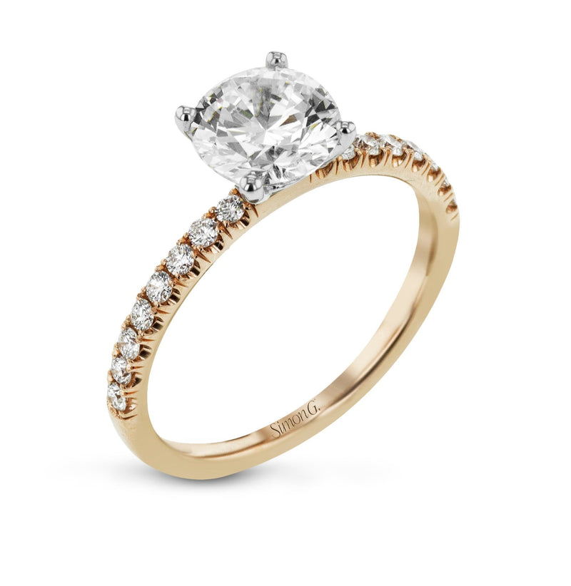 Round - cut Engagement Ring & Matching Wedding Band in 18k Gold with Diamonds - Simon G. Jewelry