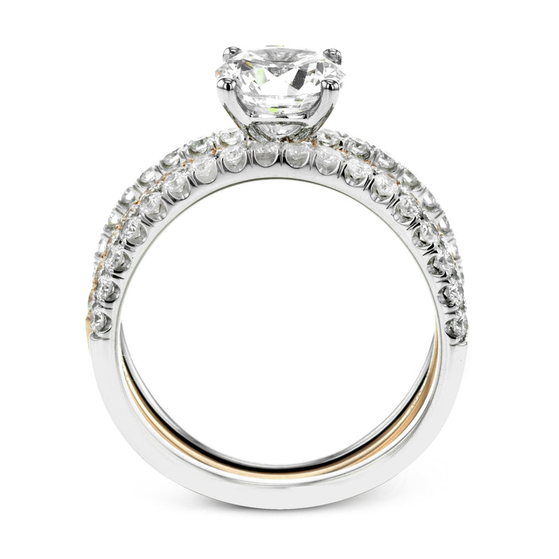 Round - cut Engagement Ring & Matching Wedding Band in 18k Gold with Diamonds - Simon G. Jewelry