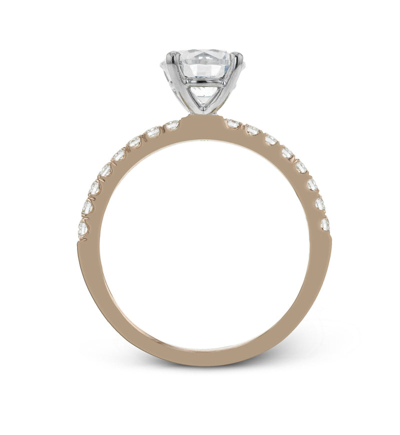 Round - cut Engagement Ring & Matching Wedding Band in 18k Gold with Diamonds - Simon G. Jewelry