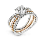 Round - cut Engagement Ring & Matching Wedding Band in 18k Gold with Diamonds - Simon G. Jewelry