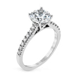 Round - cut Engagement Ring & Matching Wedding Band in 18k Gold with Diamonds - Simon G. Jewelry