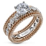 Round - cut Engagement Ring & Matching Wedding Band in 18k Gold with Diamonds - Simon G. Jewelry