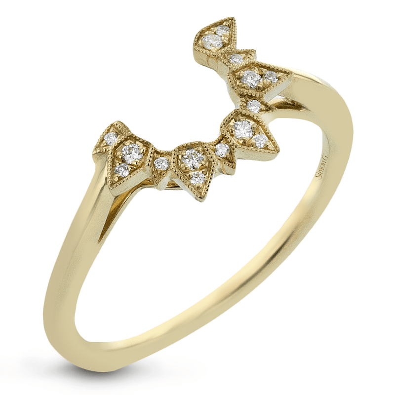 Round - cut Engagement Ring & Matching Wedding Band in 18k Gold with Diamonds - Simon G. Jewelry