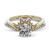 Round - cut Engagement Ring & Matching Wedding Band in 18k Gold with Diamonds - Simon G. Jewelry