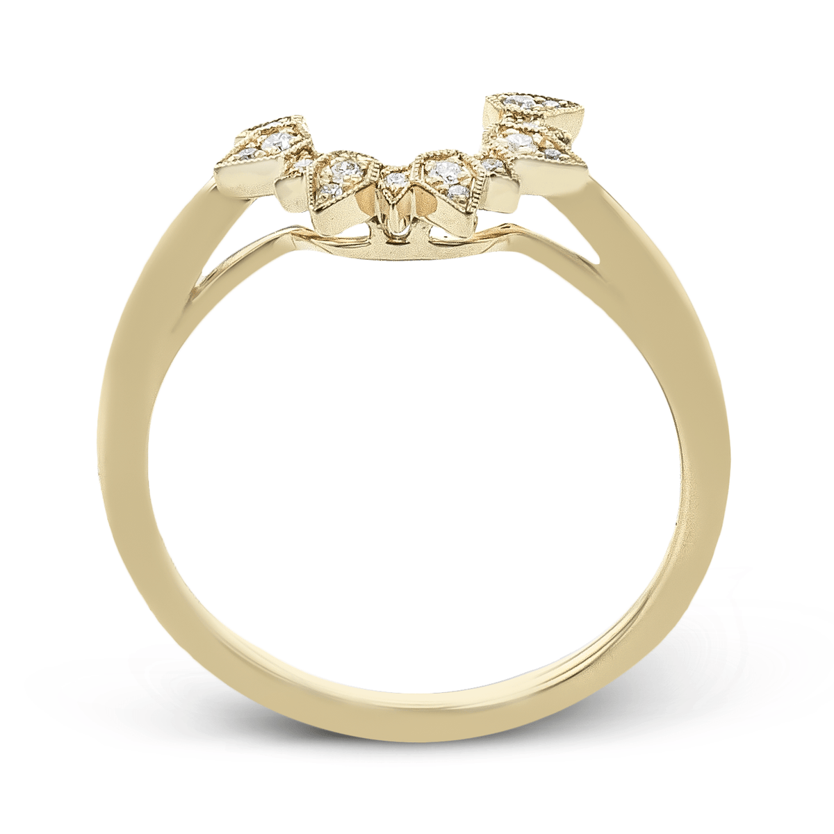 Round-cut Engagement Ring & Matching Wedding Band in 18k Gold with Diamonds Round-cut Engagement Ring & Matching Wedding Band in 18k Gold with Diamonds