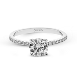 Round - cut Engagement Ring & Matching Wedding Band in 18k Gold with Diamonds - Simon G. Jewelry