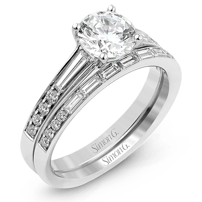 Round - cut Engagement Ring & Matching Wedding Band in 18k Gold with Diamonds - Simon G. Jewelry