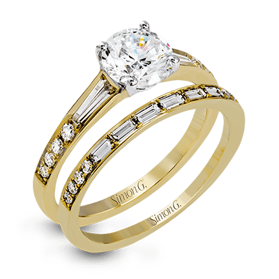 Round - cut Engagement Ring & Matching Wedding Band in 18k Gold with Diamonds - Simon G. Jewelry