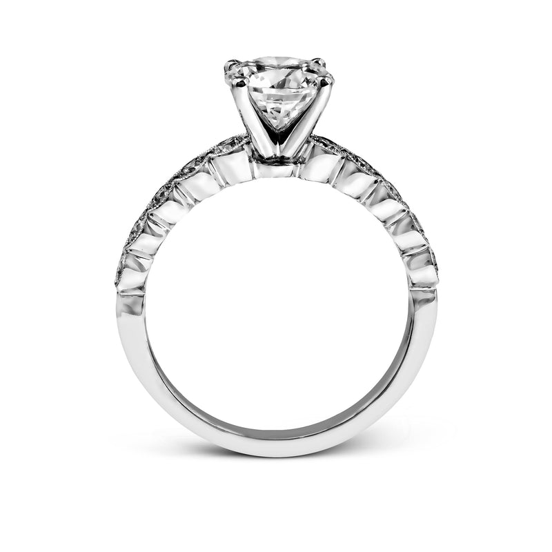 Round - cut Engagement Ring & Matching Wedding Band in 18k Gold with Diamonds - Simon G. Jewelry