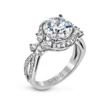 Round - cut Halo Engagement Ring in 18k Gold with Diamonds - Simon G. Jewelry