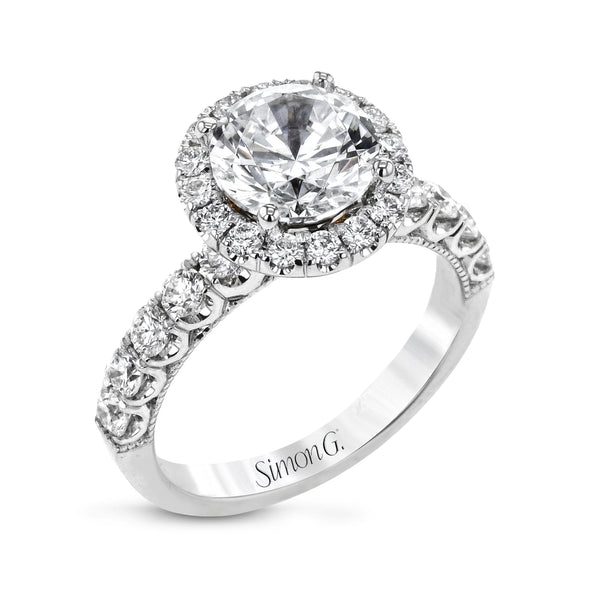 Round - Cut Halo Engagement Ring In 18k Gold With Diamonds - Simon G. Jewelry