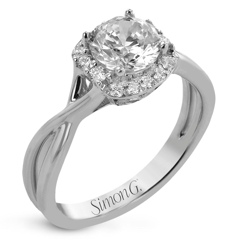 Round - Cut Halo Engagement Ring In 18k Gold With Diamonds - Simon G. Jewelry