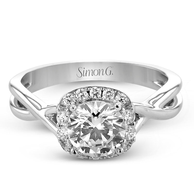 Round - Cut Halo Engagement Ring In 18k Gold With Diamonds - Simon G. Jewelry