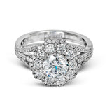 Round - Cut Halo Engagement Ring In 18k Gold With Diamonds - Simon G. Jewelry