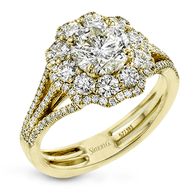 Round - Cut Halo Engagement Ring In 18k Gold With Diamonds - Simon G. Jewelry