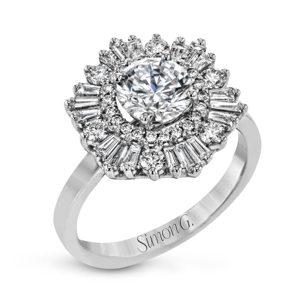 Round - cut Halo Engagement Ring in 18k Gold with Diamonds - Simon G. Jewelry