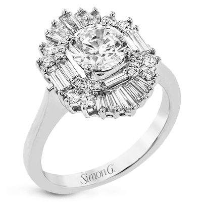 Round - Cut Halo Engagement Ring In 18k Gold With Diamonds - Simon G. Jewelry