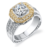 Round - cut Halo Engagement Ring in 18k Gold with Diamonds - Simon G. Jewelry