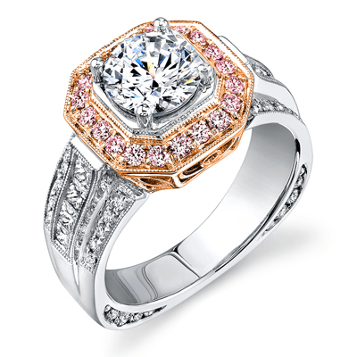 Round - cut Halo Engagement Ring in 18k Gold with Diamonds - Simon G. Jewelry