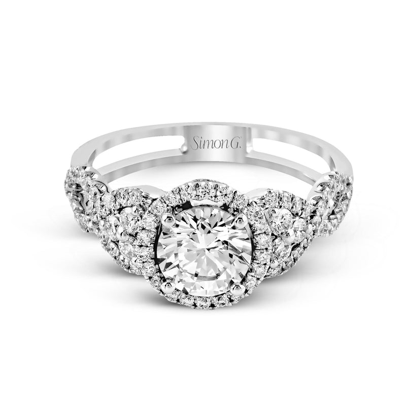 Round - cut Halo Engagement Ring in 18k Gold with Diamonds - Simon G. Jewelry