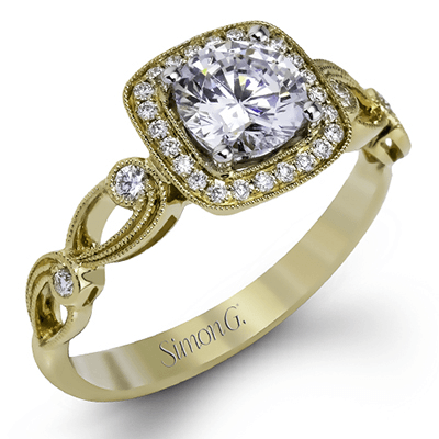 Round - Cut Halo Engagement Ring In 18k Gold With Diamonds - Simon G. Jewelry