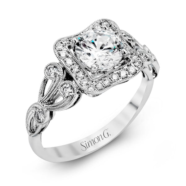 Round - Cut Halo Engagement Ring In 18k Gold With Diamonds - Simon G. Jewelry