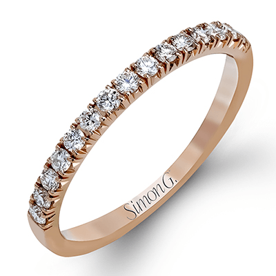 Round cut Halo Engagement Ring Matching Wedding Band in 18k Gold wit Simon G. Jewelry