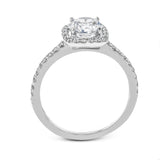 Round - cut Halo Engagement Ring & Matching Wedding Band in 18k Gold with Diamonds - Simon G. Jewelry