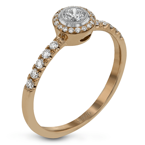 Round - cut Halo Ring in 18k Gold with Diamonds - Simon G. Jewelry
