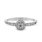 Round - cut Halo Ring & Matching Band in 18k Gold with Diamonds - Simon G. Jewelry