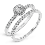 Round - cut Halo Ring & Matching Band in 18k Gold with Diamonds - Simon G. Jewelry