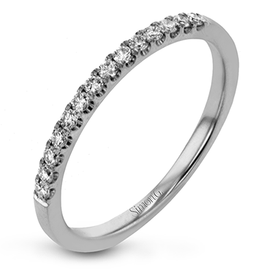 Round - cut Halo Ring & Matching Band in 18k Gold with Diamonds - Simon G. Jewelry