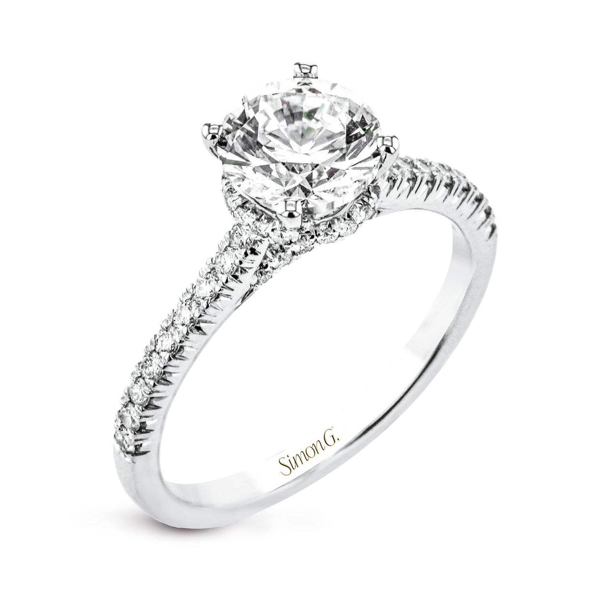 Pave Halo Diamond Engagement Ring | Simon G. Jewelry Platinum, image size:1200x1200