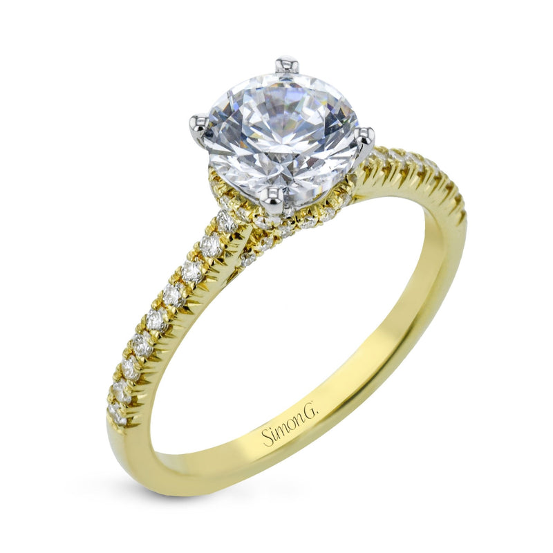 Round - Cut Hidden Halo Engagement Ring In 18k Gold With Diamonds - Simon G. Jewelry