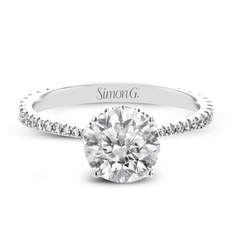 Round - Cut Hidden Halo Engagement Ring In 18k Gold With Diamonds - Simon G. Jewelry