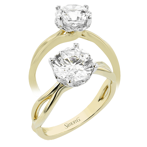 Round - cut Hidden Halo Engagement Ring in 18k Gold with Diamonds - Simon G. Jewelry
